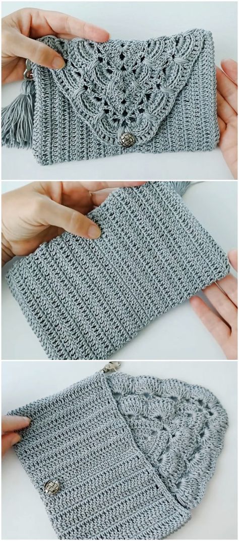 Crochet Beautiful Clutch Video Tutorial - Crochet Ideas Crochet Clutch Bags, Crochet Beautiful, Handbags Patterns, Bags Patterns, Easy Patterns, Purse Pattern, Crochet Clutch, Crochet Handbags Patterns, Crochet Purse Patterns