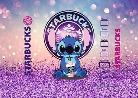 Sublimation design Stitch Coffee, Starbucks Stainless Steel Tumbler, Starbucks Design, Sublimation Ideas Projects Inspiration, Custom Tumbler Cups, Cute Cartoon Characters, Starbucks Cup, Starbucks Tumbler, Cup Wrap