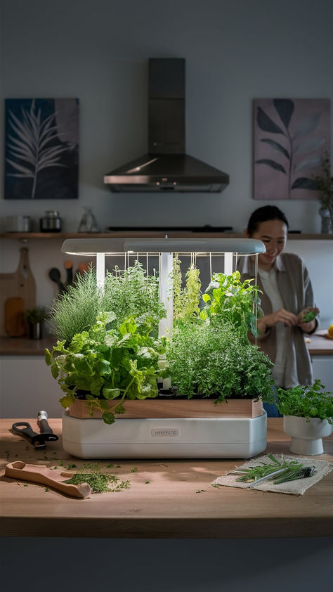 Basil Indoors Growing, Herb Garden Indoor, Hydroponic Herb Garden, Hydro Gardening, Gardening Tips And Tricks, Hydroponic Systems, Forest Life, Indoor Herb, Green Ideas