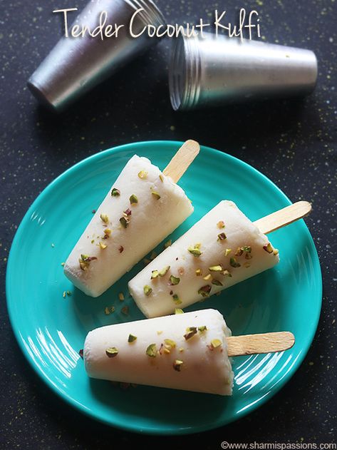 tender coconut kulfi recipe Coconut Kulfi Recipe, Tender Coconut Recipes, Indian Ice Cream, Vande Mataram, Tender Coconut, Kulfi Recipe, Roasted Beet Salad, Stylish Luggage, Yummy Ice Cream