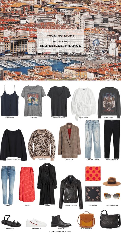 Packing light: 10 days in Marseille, France in October. What to Pack. Fall/ Autumn Travel Capsule Wardrobe 2018 Autumn Travel, France Outfits, Packing For Europe, Parisienne Chic, Light Travel, Travel Capsule Wardrobe, Marseille France, Travel Capsule, Fashion Capsule Wardrobe