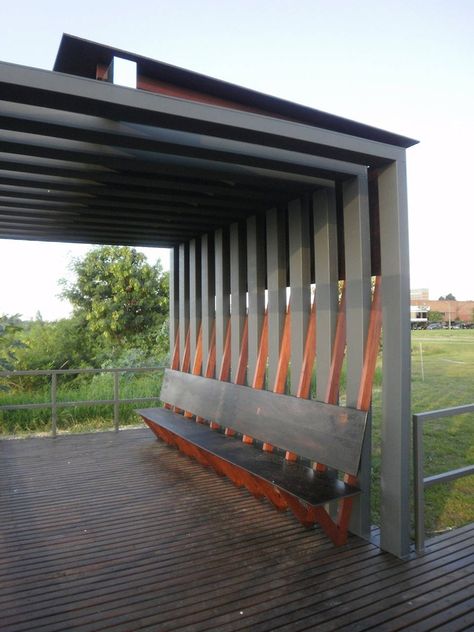 Bus Stop Design, Landscape Structure, Park Design, Glass Countertops, Landscape Elements, Metal Fence, Urban Furniture, Pergola Kits, Shade Structure