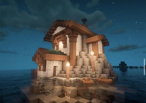 Island Home minecraftworldtravel on instagram Islands Roblox Houses, Floating House Minecraft, Minecraft Floating House, Island House Minecraft, Minecraft Island Ideas, Minecraft Island House, Minecraft Island, Minecraft Medieval House, Cozy Beach House