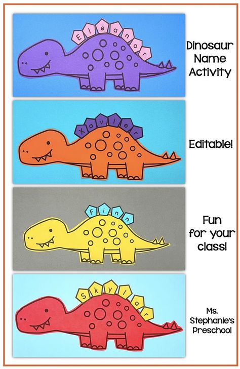 Dinosaur Name Activity Stegosaurus Name Craft, Dinosaur Name Activity, Dinosaur Name Crafts Preschool, Prek Dinosaur Crafts, Dinosaur Name Craft, Dinosaur Literacy Activities, Preschool Dinosaurs, Dinosaur Week, Dinosaur Preschool