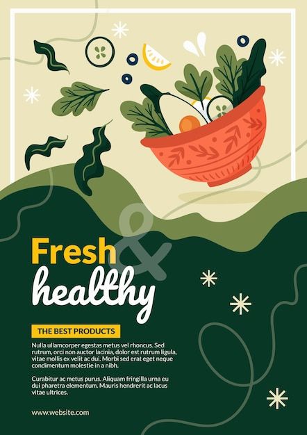 Organic food Vectors & Illustrations for Free Download | Freepik Vegan Website Design, Veganuary Poster, Healthy Food Poster Drawing, Food Graphic Design Poster Ideas, Healthy Poster Design, Food Illustration Art Graphics, Vegetable Poster Design, Food Illustration Poster, Salad Illustration