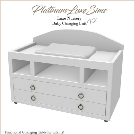 Luxe Nursery Baby Changing ... - Build / Buy - The Sims 4 - CurseForge Luxe Nursery, Baby Chest Of Drawers, Sims 4 Infant Cc, Sims 4 Infant, Baby Changing Unit, Infant Cc, Mod House, Baby Changer, Nursery Changing Table