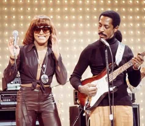 Ike & Tina Turner rehearsing for The Midnight Special at NBC Studios in Burbank, 1974. Ike And Tina Turner Costumes Halloween, Tina Turner Costume, Ike Turner, Midnight Special, Ike And Tina Turner, 70s Music, 70’s Fashion, Moms Favorite, Tina Turner