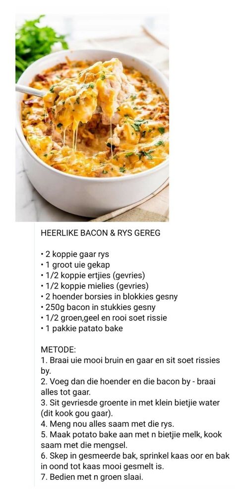 Maklike Aandete Resepte, Boere Resepte Afrikaans, Vinnige Aandetes Idees, Easy South African Dinner Recipes, Ligte Middag Etes, Maklike Souttert Resepte, Resepte Afrikaans Boerekos, Hoenderpastei Resep, Rys Geregte