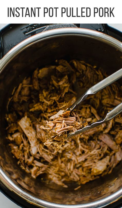 Instant Pot Pulled Pork has it all. It's super easy, budget friendly, makes a large batch, and freezes beautifully. The Instant Pot cooks pork shoulders beautifully. I have no doubt this recipe will be in your regular rotation. #instantpot #pulledpork #porkshoulder #freezermeal #largebatch #porkrecipe Frozen Pork Shoulder Instant Pot, Pork Shoulder Instant Pot, Instant Pot Bbq Pulled Pork, Instant Pot Pulled Pork, Instant Pot Freezer, Pork Shoulder Recipes, Baby Meals, Freezer Recipes, Main Entrees