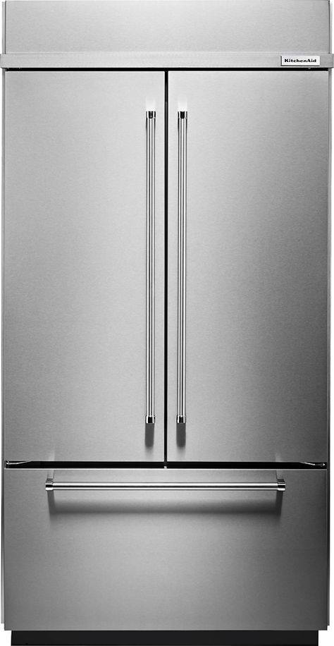 Shop KitchenAid 24.2 Cu. Ft. French Door Built-In Refrigerator Stainless steel at Best Buy. Find low everyday prices and buy online for delivery or in-store pick-up. Price Match Guarantee. Panel Ready Refrigerator, Kitchenaid Refrigerator, Cantilever Shelf, Counter Depth French Door Refrigerator, French Buildings, Steel French Doors, Refrigerator Brands, Smart Refrigerator, Slide Out Shelves