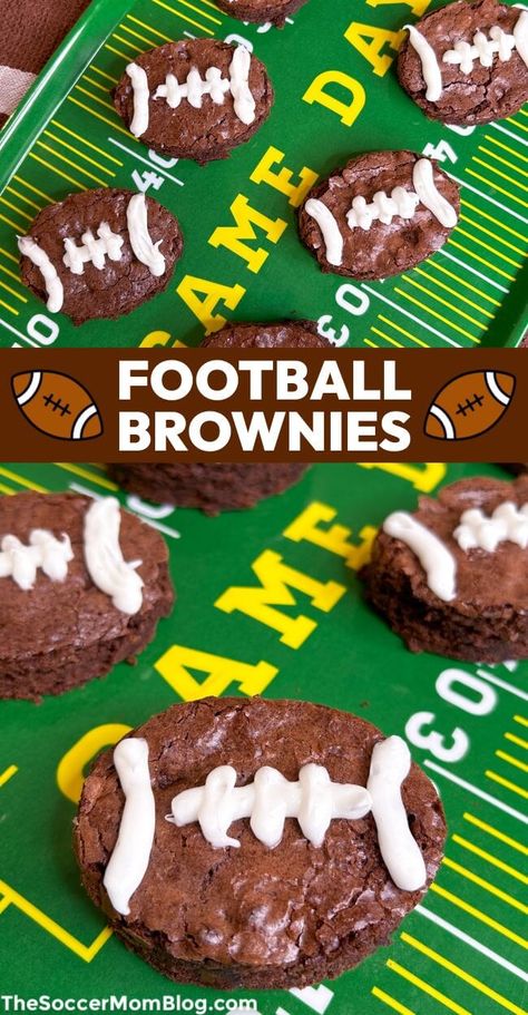 Score a flavor touchdown with these easy-to-make Football Brownies! They're a guaranteed hit at any Super Bowl party or tailgate. Kansas City Chiefs Snacks, Tailgate Brownies, Football Desserts Easy, Graham Cracker Crust Dessert, Brownies Video, Football Brownies, Football Desserts, Tailgate Desserts, Decadent Food