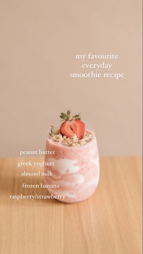 A pink smoothie in a glass Yoghurt Drink Recipe, Oat Smoothie Recipes Healthy, Yoghurt Smoothie Recipes, Pb Smoothie Recipes, Spring Smoothie Recipes, Almond Milk Drink Recipes, Almond Milk Recipes Meals, Oat Milk Smoothie Recipe, Smoothies With Greek Yogurt