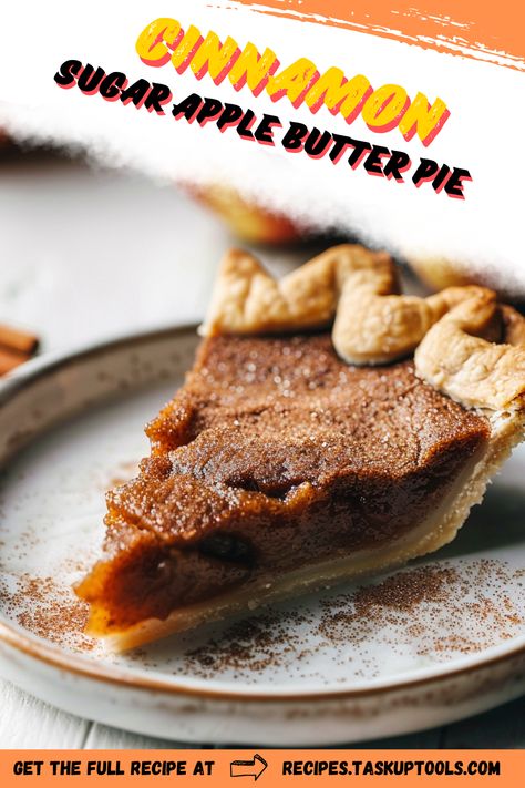 Indulge in the warm, comforting flavors of fall with this delightful Cinnamon Sugar Apple Butter Pie. Crafted with a buttery, flaky crust and a luscious filling of spiced apple butter, this dessert is the perfect blend of sweet and spice. Each slice is generously topped with a sprinkle of cinnamon sugar, creating a crunchy, caramelized finish that complements the smooth filling. Ideal for holiday gatherings or cozy family dinners, this pie will impress your guests and make your kitchen smell heavenly. Discover the recipe and bring Cinnamon Apple Butter Pie, Apple Cinnamon Pie Recipe, Cinnamon Sugar Apple Butter Pie, Apple Butter Pie, Holiday Pie Recipes, Spiced Apple Butter, Holiday Pies Recipes, Cinnamon Sugar Apples, Cinnamon Pie