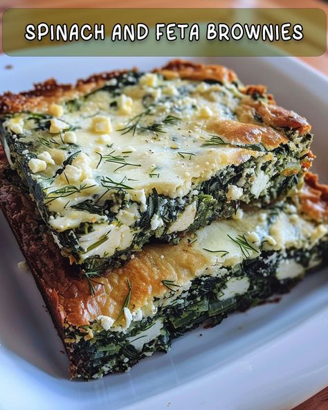 Spinach and Feta Brownies Recipe Spinach And Feta Brownies, Feta Brownies, Spinach Brownies, Roasted Cauliflower Head, Mozzarella Appetizers, Brownies Ingredients, Mango Salsa Salmon, Mushroom Sauce Recipe, Healthy Stir Fry