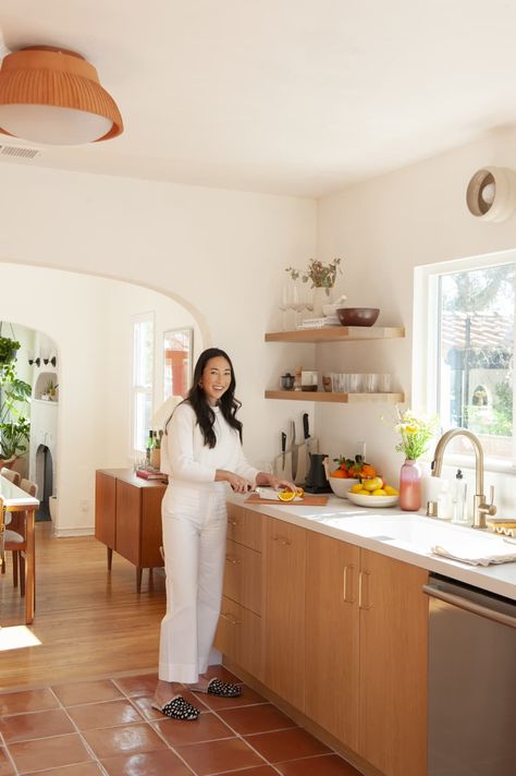 Stephanie Wong in her kitchen. Expensive Kitchen, Compact Washer And Dryer, Bungalow Kitchen, Semi Custom Cabinets, Saltillo Tile, Ranch Remodel, Renovation Budget, Sharpie Markers, Kitchen Redo