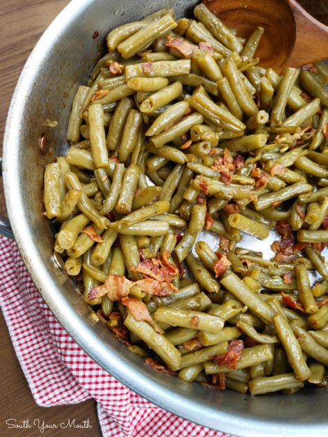 Dressed Up Canned Green Beans, The Best Canned Green Beans, Green Bean Recipes Using Canned Beans, Southern Green Beans Canned, Can Green Beans How To Season, Green Bean Recipes Southern, How To Cook Canned Green Beans, How To Make Canned Green Beans Better, Best Canned Green Bean Recipe