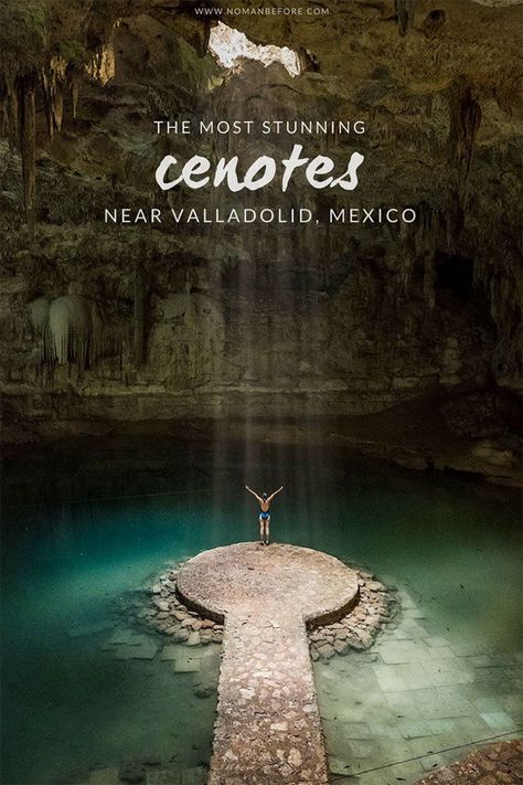 7 Stunning Cenotes near Valladolid, Mexico | If you're heading to Mexico's Yucatán Peninsula, no doubt you'll want to visit at least a few of the cenotes. There are thousands of these magical natural swimming pools across the peninsula, but some of the most stunning are near the town of Valladolid. Whether you visit the area on a day trip to the famous Mayan ruins of Chichén Itzá or plan a longer stay, don't miss these seven stunning cenotes near Valladolid! #mexico #cenote #valladolid #tulum Valladolid Mexico, Tulum Travel, Mexico Travel Guides, Natural Swimming Pools, Yucatan Mexico, Mexico Destinations, Central America Travel, Yucatan Peninsula, Visit Mexico