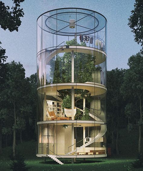 Aibek Almossov Glass Treehouse Tree In The House Glass Building, Exterior Bloxburg, Paint Modern, Unusual Homes, Unique Houses, Unique Architecture, Design Exterior, Dream Houses, घर की सजावट