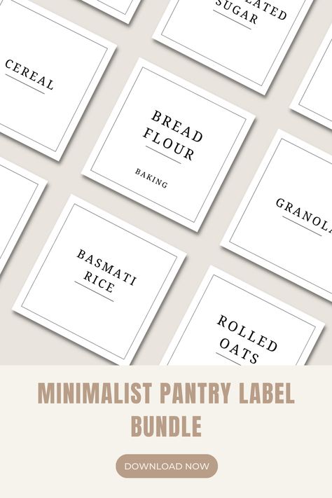 Cricut Food Labels, Kitchen Labels Printables Free Editable, Niimbot Label Ideas, Editable Pantry Labels, Pantry Labels Template, Minimalist Pantry, Cute Labels, Minimalist Food, Organize Your Pantry