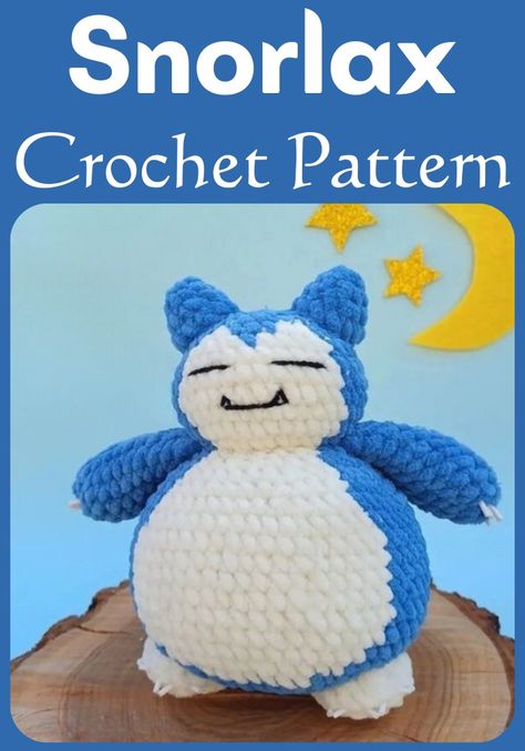 Crochet Snorlax Pattern For Pokémon Fans - DIY Crafts Free Snorlax Crochet Pattern, Snorlax Crochet Pattern Free, Video Game Crochet Patterns, Snorlax Crochet Pattern, Snorlax Pattern, Snorlax Crochet, Blue And White Crochet, Amigurumi Projects, Pokemon Crochet Pattern