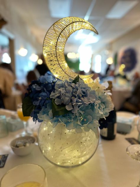 Over The Moon Centerpiece Ideas, Over The Moon Centerpiece, Moon Centerpiece Ideas, Moon Flower, Over The Moon, Flower Centerpieces, Thank You Gifts, Mom And Baby, Shower Ideas