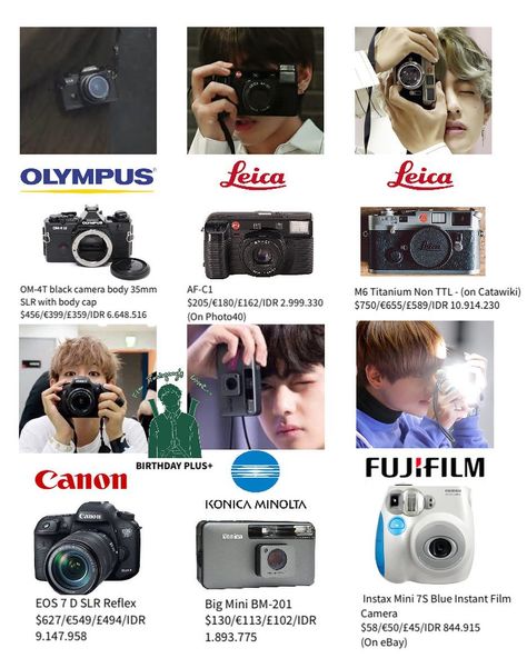 Taehyung Closet on Instagram: “HAPPY BIRTHDAY TAE :)) Camera special #BTSPLUSPOST_v…” Kpop Film Camera, Jungkook Camera, Bts Products, Bts Makeup, Instax Mini 7s, Bts Clothing, Bts Inspired Outfits, Cool Electronics, Old Camera