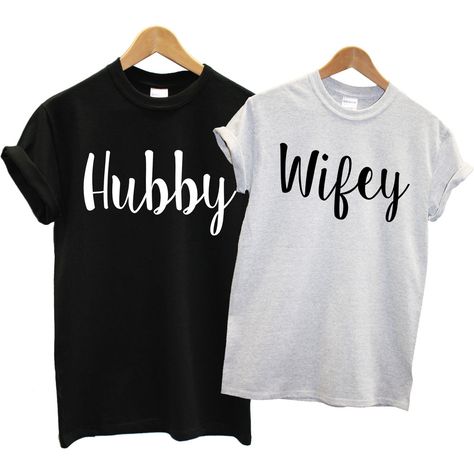 Hubby and Wifey T-Shirts Husband Wife Newly Weds Married Top Honeymoon Cute L125 | Clothes, Shoes & Accessories, Men's Clothing, T-Shirts | eBay! Cute Couple Outfits Matching, Couple Shirts Relationships, Couples Outfits Matching, Married Couple Shirts, Hubby Wifey Shirts, Wife Tshirts, Cute Couple Shirts, Couples Outfits, India Shopping