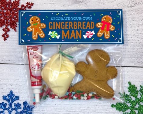 Decorate Your Own Gingerbread Man, Christmas Party Bags For Kids, Package Cookies For Gifts, Gingerbread Man Activity, Gingerbread Man Kit, Diy Frosting, Christmas Classroom Treats, Table Activities, Gingerbread Man Activities