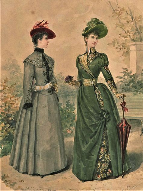 Fashion Plate - La Mode Illustree - 1888 1690s Fashion, 1890 Fashion, Victorian Bustle, Victorian Era Fashion, 1880s Fashion, 1890s Fashion, 19th Century Clothing, Victorian Portraits, Tudor Era