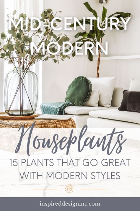 Mid Century Modern Vase Decor, Mid Century Modern Indoor Plants, Mid Century Plants Indoor, Mid Century Modern Table Decor, Mcm Farmhouse Living Rooms, Mid Century Modern Centerpiece, Modern Living Room With Plants, Boho Dining Room Table, Mid Century Farmhouse Style