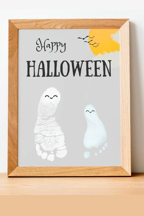 Get ready for some spooktacular fun with our Printable Ghost Footprint Craft designed for 2 kids. This digital download is everything you need to create an adorable ghost-themed footprint keepsake with your little ones. It's a delightful activity that captures the spirit of Halloween and creates a lasting memory. Diy Halloween Art, Footprint Keepsake, Craft Halloween, Footprint Craft, Toddler Activity, Daycare Crafts, Halloween Diy Crafts, Craft Kits For Kids, Halloween Designs