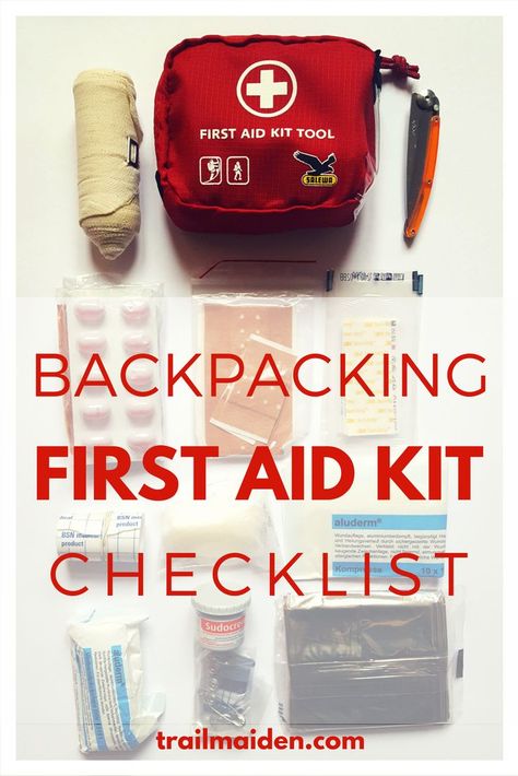 This complete checklist gives all you need to build your own essential backpacking first aid kit. Great download for your convenience!! Ultralight Backpacking Food, Hiking Kit, Backpacking First Aid Kit, First Aid Kit Checklist, Outdoor Blog, Backpacking For Beginners, Backpacking Essentials, Camping Bedarf, Backpacking Camping