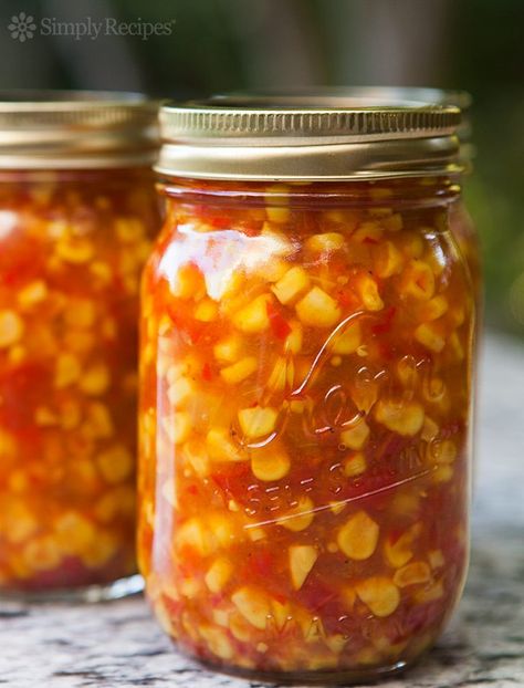 Sweet Corn Relish, Corn Relish Recipes, Pickled Corn, Relish Recipe, Corn Relish, Canning Vegetables, Red Bell Peppers, Relish Recipes, Homemade Pickles