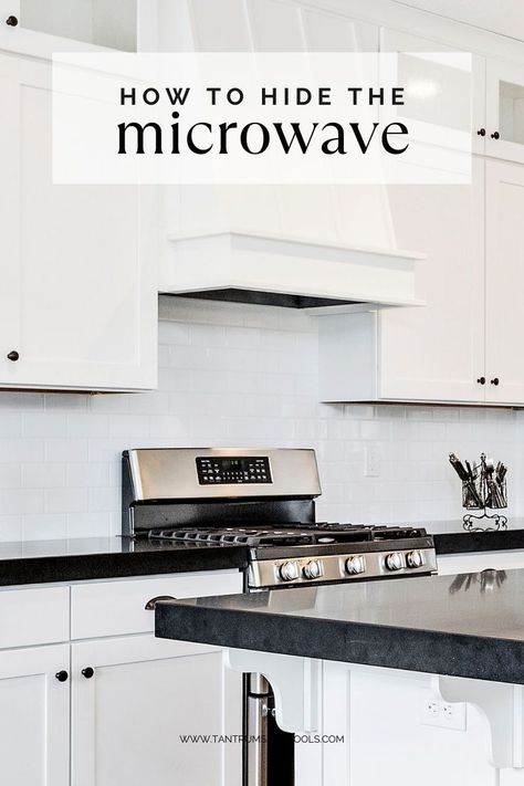 Revealing the secrets of how to hide the microwave in the kitchen. Click to get the details! How To Hide Microwave In Kitchen, Microwave In The Kitchen, Kitchen Microwave Cabinet, Hidden Microwave, Hide Appliances, Microwave Cabinet, Microwave In Kitchen, Kitchen On A Budget, Kitchen Fixtures