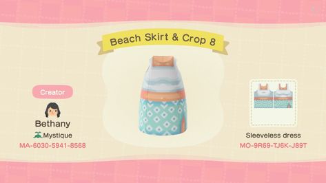 Beach Skirt & Crop (+Skin Tones) - Animal Crossing Pattern Gallery & Custom Designs Acnh Summer, Animal Crossing Hair, Acnh Tropical, Acnh Fashion, Pineapple Clothes, Acnh Design, Acnh Designs, Animal Crossing Qr Codes Clothes, Crop Top Pattern