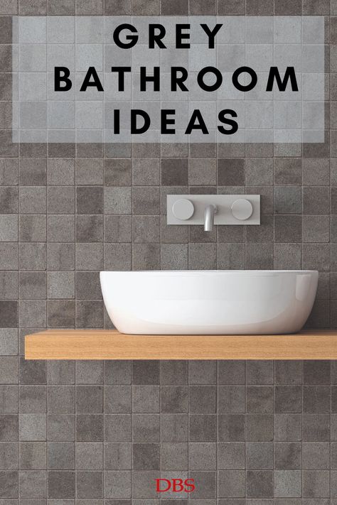 As overused neutrals like beige go out of style, grey in the bathroom has been creeping up in popularity. Its versatility and modernity, as well as its many different shades, make for a colour that can be used in hundreds of ways – making it fantastic for any bathroom. No matter what type of home you live in, or what style of bathroom you’re going for during your next bathroom renovation, grey is a good idea. DBS Bathrooms show you how to use it. #greybathroomideas #greybathroom #neutralgrey Gray Bathrooms, Bathroom Ideas Dark Grey Tiles, Small Grey Bathroom Ideas, Grey Gloss Bathrooms, Dark Grey Bathroom Tiles, Light Grey Dark Grey Bathroom, Matt Grey Bathroom Tiles, Grey And Beige Bathroom, Grey Bathroom Wall Tiles