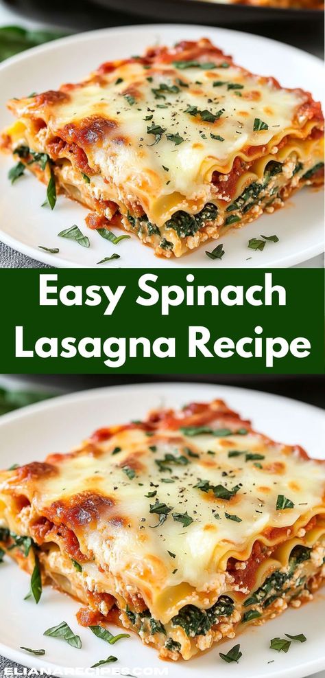 Searching for delicious lasagna recipes? This easy spinach lasagna recipe is a standout! Perfectly baked with fresh ingredients, it’s a fantastic option among spinach recipes and lasagna recipe ideas. Ultimate Lasagna Recipe, Easy Spinach Lasagna, Spinach Lasagna Recipe, Lasagna Dinner, Lasagna Recipe With Ricotta, Healthy Lasagna, Best Lasagna Recipe, Lasagna Recipes, Baked Lasagna