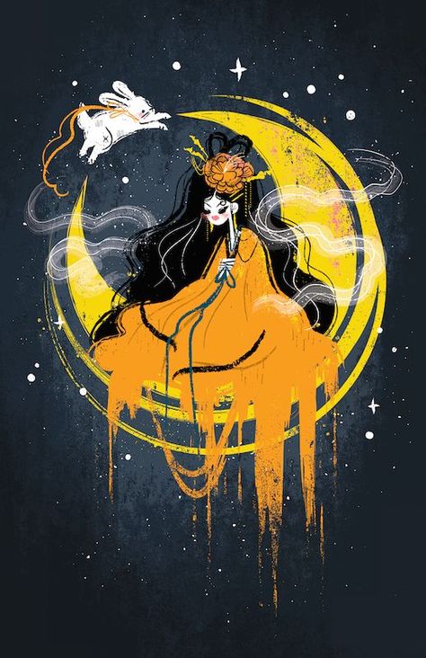 Bear Vtuber, Vtuber Inspiration, Moon Rabbit, Chinese Mythology, Movie Moments, Lantern Festival, Feeling Inspired, Moon Illustration, Autumn Festival