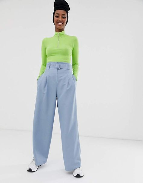 Asos Design ASOS DESIGN wide leg suit pants in powder blue Powder Blue Pants Outfit, Blue Pants Outfit, Wide Leg Suit Pants, Trousers Outfit, Royal Blue Suit, Blue Suit Men, Suits Prom, Suit Trousers, Wide Leg Linen Pants