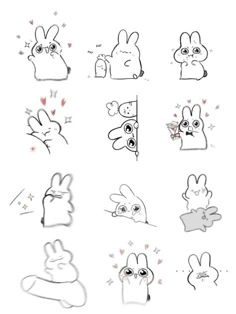 Korean Memeable Drawing, Chibi Reaction, Doodle Emoji, Bunny Doodles, Funny Chibi, Emoji Drawings, 귀여운 음식 그림, Cute Comic, Goofy Drawing