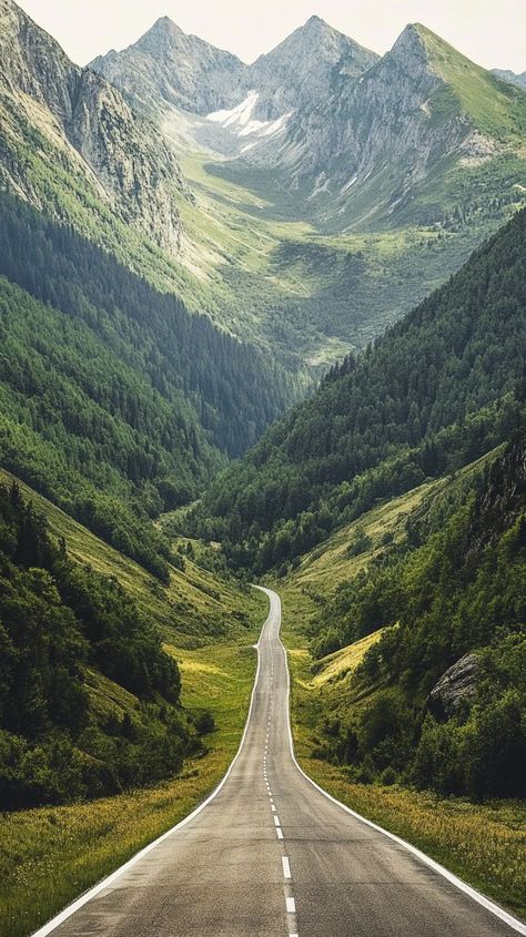 THE ROAD TO FREEDOM ACCOMPANYING THE MAGNIFICENCE OF GREEN NATURE Mountain Asthetics Photos, Green Travel Aesthetic, Nature Asthetics Photos, Road To Mountains, Countryside Pictures, Nature Iphone Wallpaper, Stunning Nature, Landscape Photography Nature, Flower Landscape