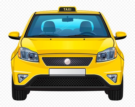 Car Front View, Angry Cartoon, Yellow Taxi Cab, Taxi Car, Car Side View, Website Color Palette, Yellow Cabs, Car Vector, Taxi Cab