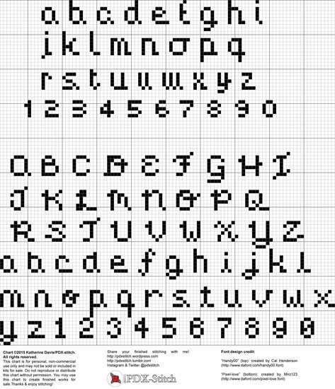 Today I have two cross stitch alphabets for your use and enjoyment:   Click on the image to make it bigger, and right click (or control-click on a Mac) to save a copy. Or download a free PDF v… Pixel Art Alphabet, Cross Stitch Alphabets, Cross Stitch Letter Patterns, Cross Stitch Numbers, Cross Stitch Alphabet Patterns, Pixel Font, Cross Stitch Fonts, Tiny Cross Stitch, Cross Stitch Letters