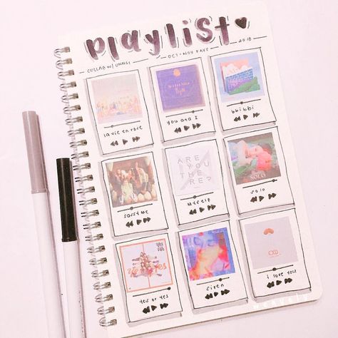 . 🎶; hello, this is my first kpop journal collab! i collab with @unngii with a theme of kpop playlist! this collab is so fun though~ thank… Bullet Journal Calendrier, Kpop Playlist, Journal Collection, Bujo Planner, Bullet Journal 2019, Bullet Journal Notes, Kpop Journal, Bullet Journal Mood, Bullet Journal Aesthetic