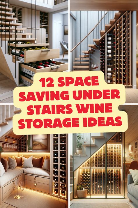 Transform that unused space under your stairs into a stylish wine haven! These 12 creative wine storage ideas maximize every inch, from sleek glass-enclosed cellars to rustic wooden barrels. Whether you’re a budding wine enthusiast or a seasoned collector, these space-saving solutions blend functionality with design. Discover how to create your perfect under-stairs wine spot—check out the full blog for inspiration! Staircase Storage Under Stairs Modern, Space Under Stairs Ideas Creative Closet, Under Stairs Alcohol Storage, Glass Wine Cellar Under Stairs, Staircase Wine Storage, Liquor Storage Ideas Small Spaces, Wine Storage Under Stairs, Under Stairs Closet Ideas, Under Stairs Wine Storage