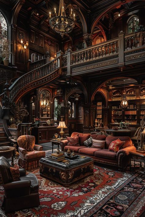 16 Whimsical Home Decor Ideas for Instant Charm 44 Whimsical Library Room, Fantasy Home Interior, Whimsical Home, Luxurious Bedroom, Goth Home, Dark Home, Fantasy Homes, Fantasy House, Dream House Rooms