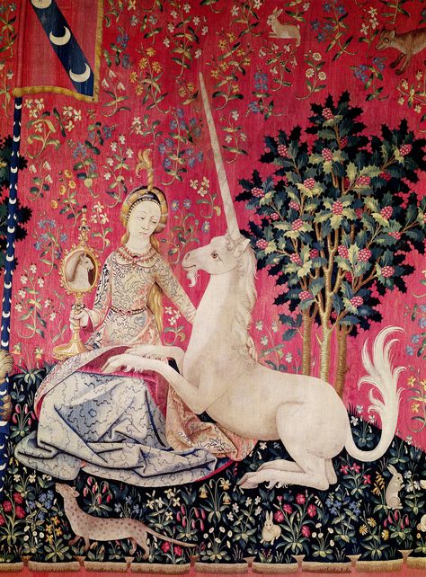 low-country: Lady with the Unicorn tapestry (c. 1495) Lady And The Unicorn, Unicorn Tapestry, Unicorn Tapestries, Unicorn Artwork, Medieval Tapestry, Great Works Of Art, The Last Unicorn, Unicorn Art, The Unicorn