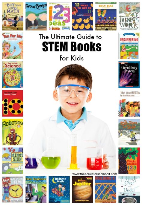 Ultimate Resource for STEM Books for Children from The Educators' Spin On It Top choices for books about Science, Technology, Engineering ad Math for kids. Books About Science, Homeschool Stem, Stem Activities For Kids, Stem Books For Kids, Engineering Books, Stem Books, Steam Ideas, Stem Ideas, Books Ideas