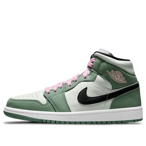 Nike Womens WMNS Air Jordan 1 Mid SE 'Dutch Green' Dutch Green (W) Basketball Shoes/Sneakers Sneaker Branding, Jordan 1 Mid Dutch Green, Air Jordan Mid, Green Jordans, Jordan Mid, Wmns Air Jordan 1, Air Jordan 1 Mid Se, Jordan Model, Dark Sage