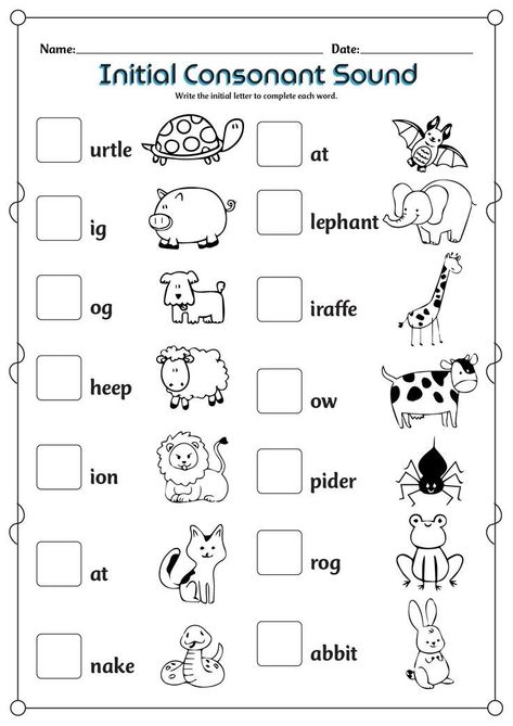 Beginning Consonants Worksheets, Missing Sounds Worksheet, Worksheet For Jr Kg, Initial Sounds Activities, Consonant Worksheet, Consonants Worksheets, Initial Sounds Worksheets, 1st Grade Homework, Middle Sounds Worksheet